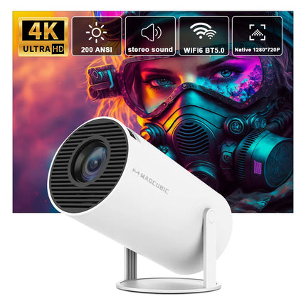 Trans speed Portable Cinema Pro: 4K Projector with Android 11, Dual Wifi6, and BT5.0 - Ideal for Home & Outdoor Use